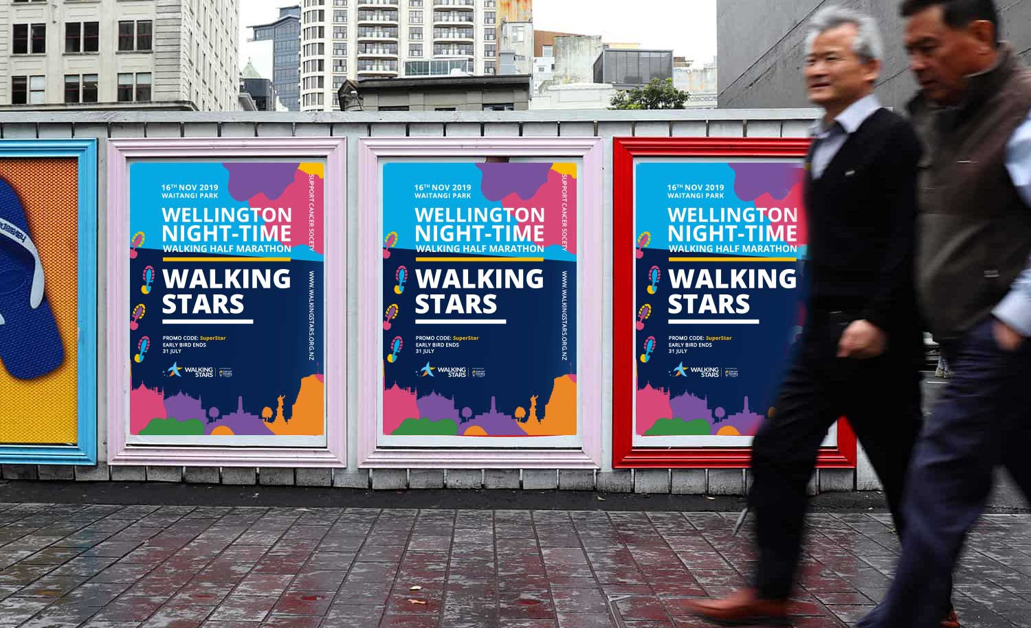 walking the stars posters on the street in New ZealandBillbord walking the stars posters on the street in New Zealand